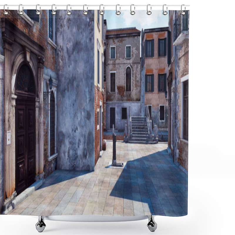 Personality  Empty Venetian Street With Ancient Buildings 3D Shower Curtains