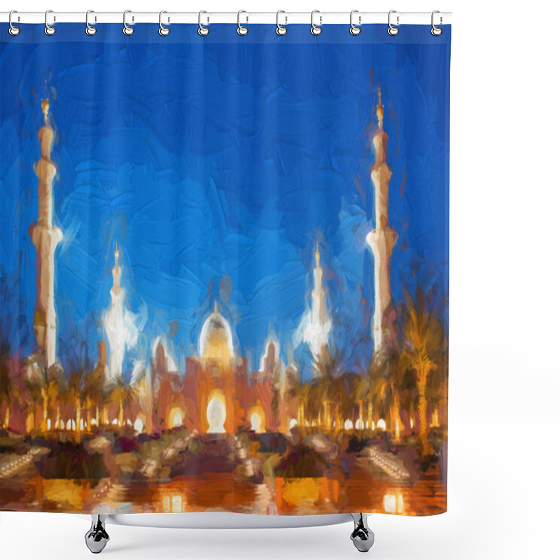 Personality  Sheikh Zayed Mosque In Abu Dhabi, United Arab Emirates, Middle East, Art Style Shower Curtains