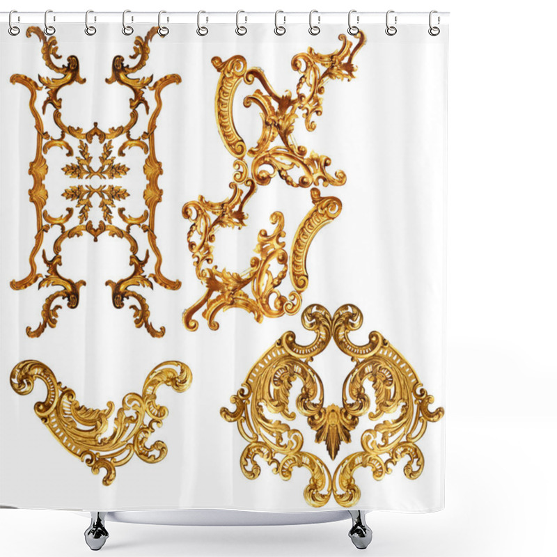 Personality  Golden Baroque And  Ornament Elements Shower Curtains