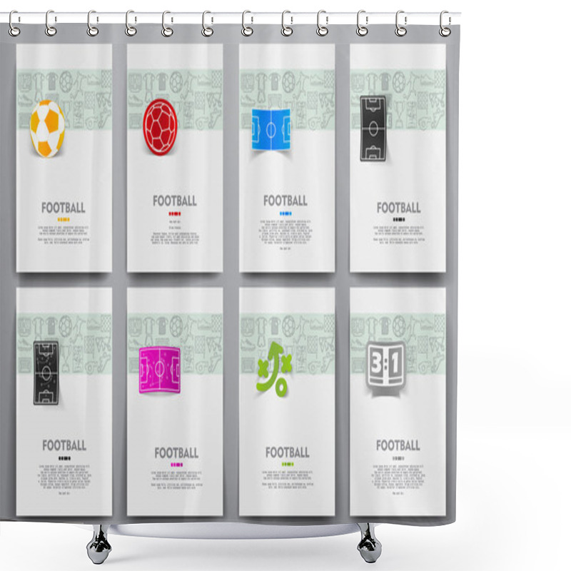 Personality  Templates Set With Doodles Football Theme Shower Curtains