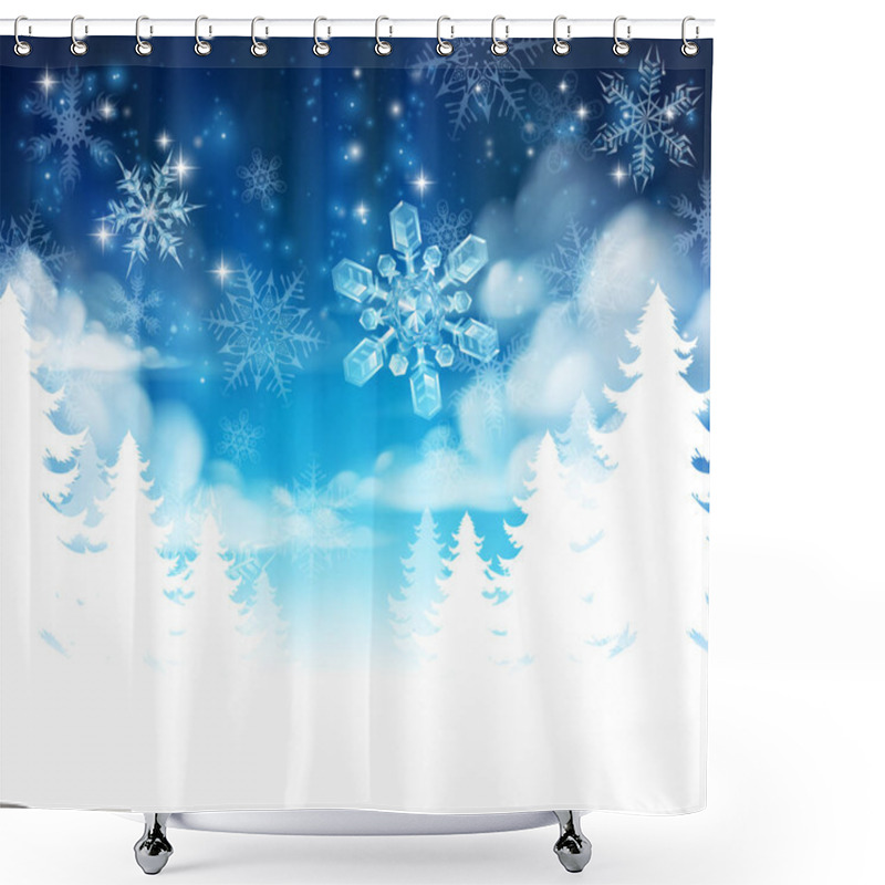 Personality  Winter Forest Background Header Shower Curtains