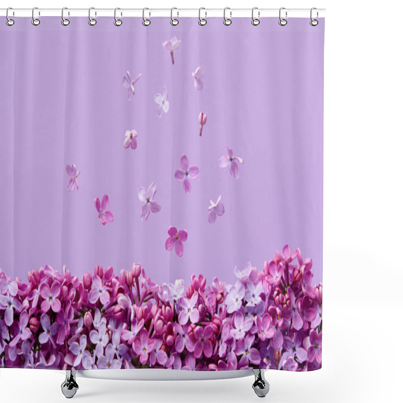 Personality  Lilac Blossoms On Purple Background With Copy Space Shower Curtains