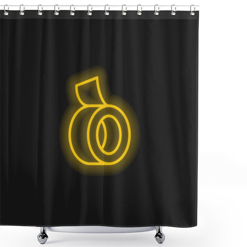 Personality  Adhesive Tape Yellow Glowing Neon Icon Shower Curtains