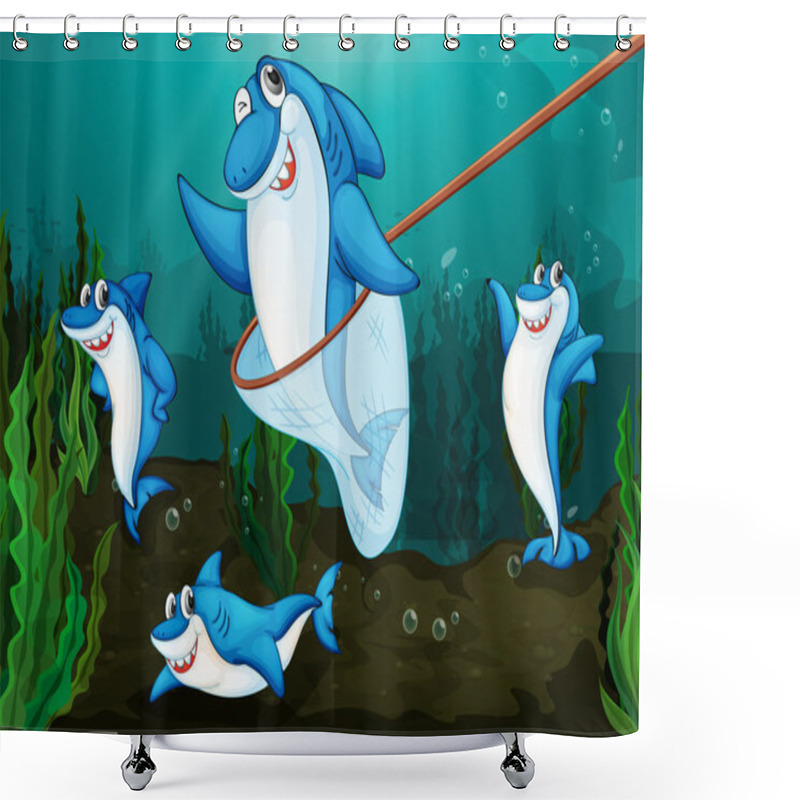 Personality  Shark Fish Shower Curtains