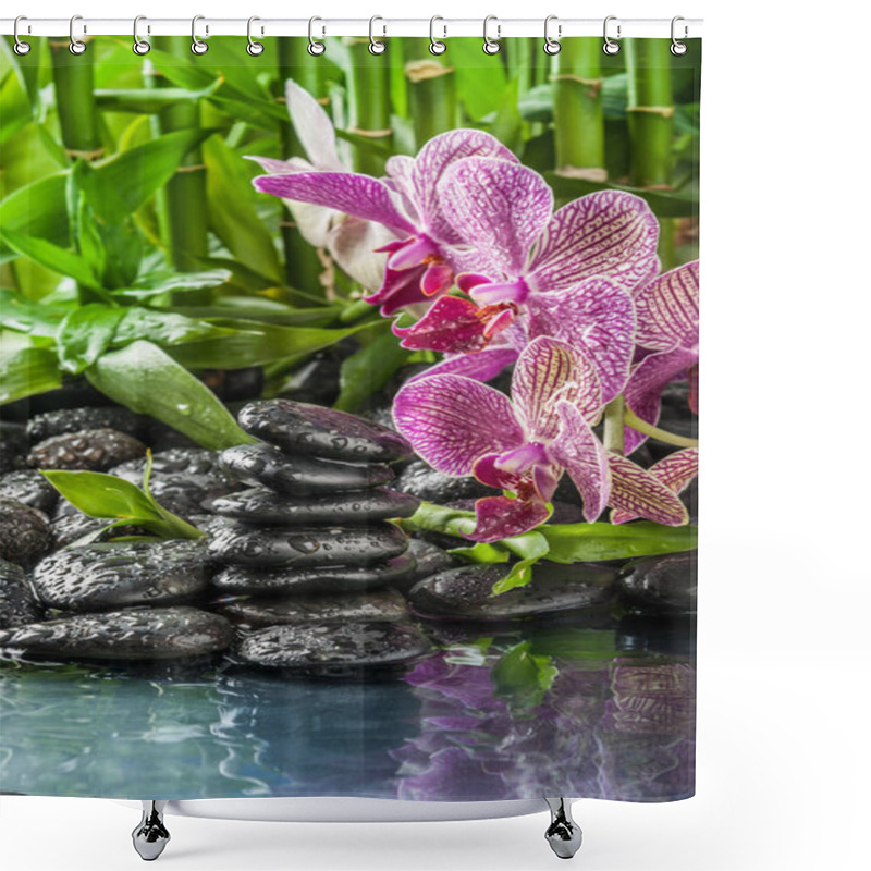 Personality  Zen Basalt Stones ,orchid And Bamboo Shower Curtains