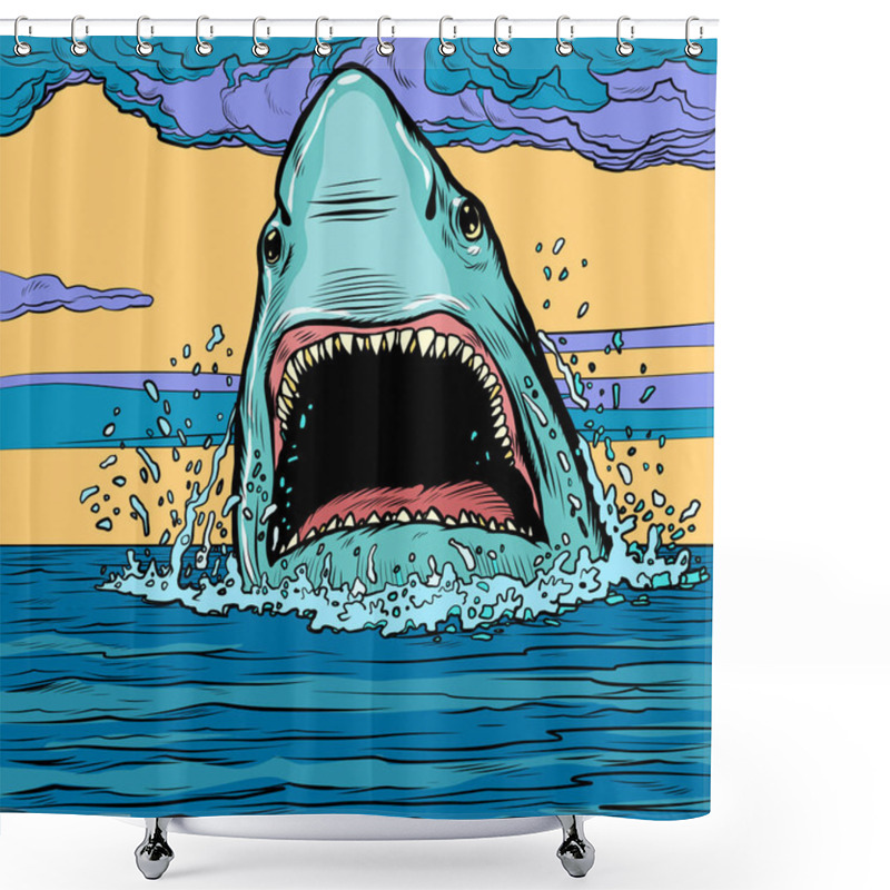 Personality  Dangerous Aggressive Shark In The Ocean Shower Curtains