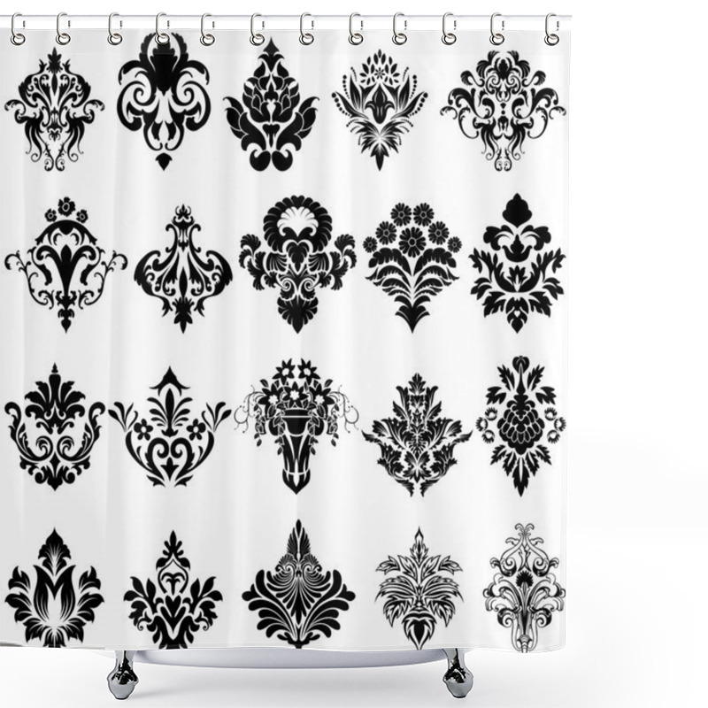 Personality  Set Of Emblems In Damask Style Shower Curtains