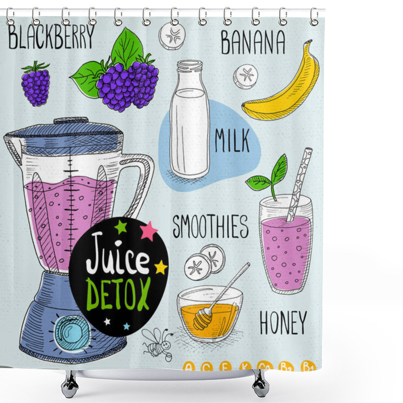 Personality  Juice Detox Set. Shower Curtains