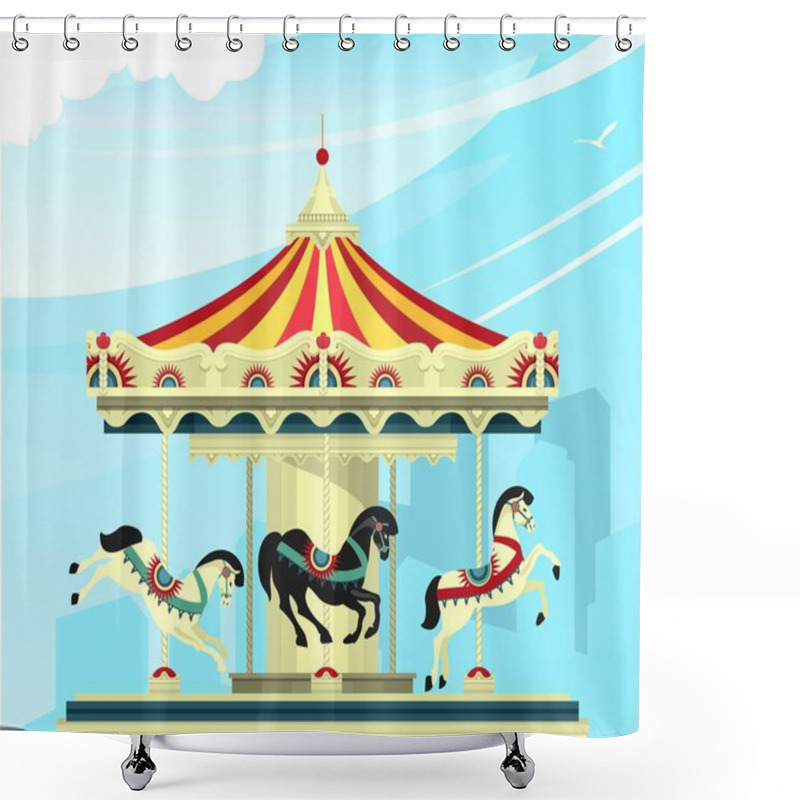 Personality  Amusement Park Carousel Shower Curtains