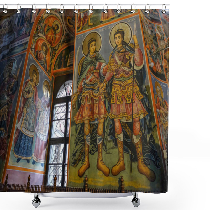 Personality  Rila, Bulgaria - October 12, 2024: View Of The Rila Monastery In Bulgaria. Shower Curtains