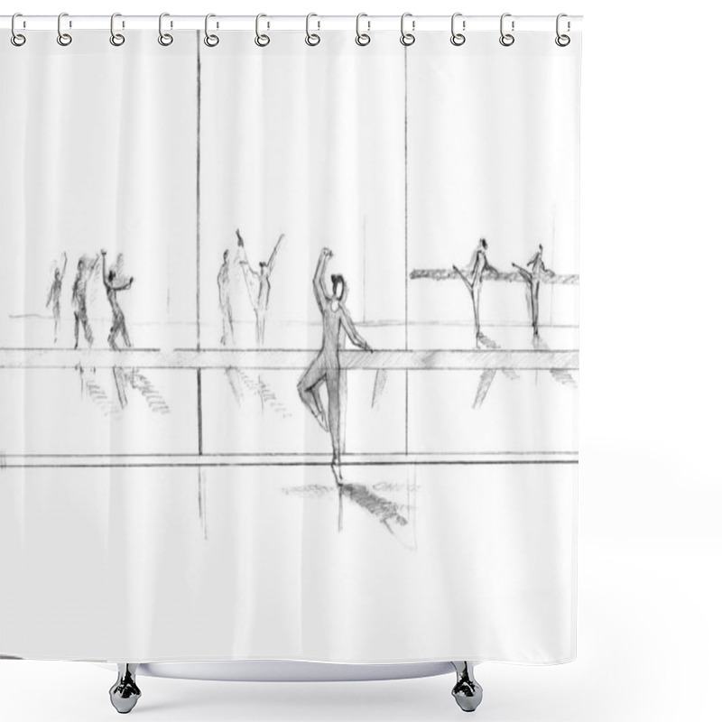 Personality  Hand Drawn Sketch Of Ballroom Shower Curtains