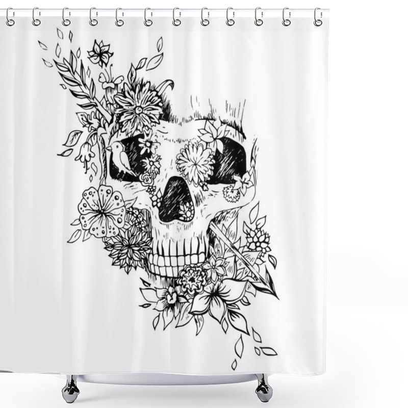 Personality  Abstract Graphic Skull, Print. Shower Curtains