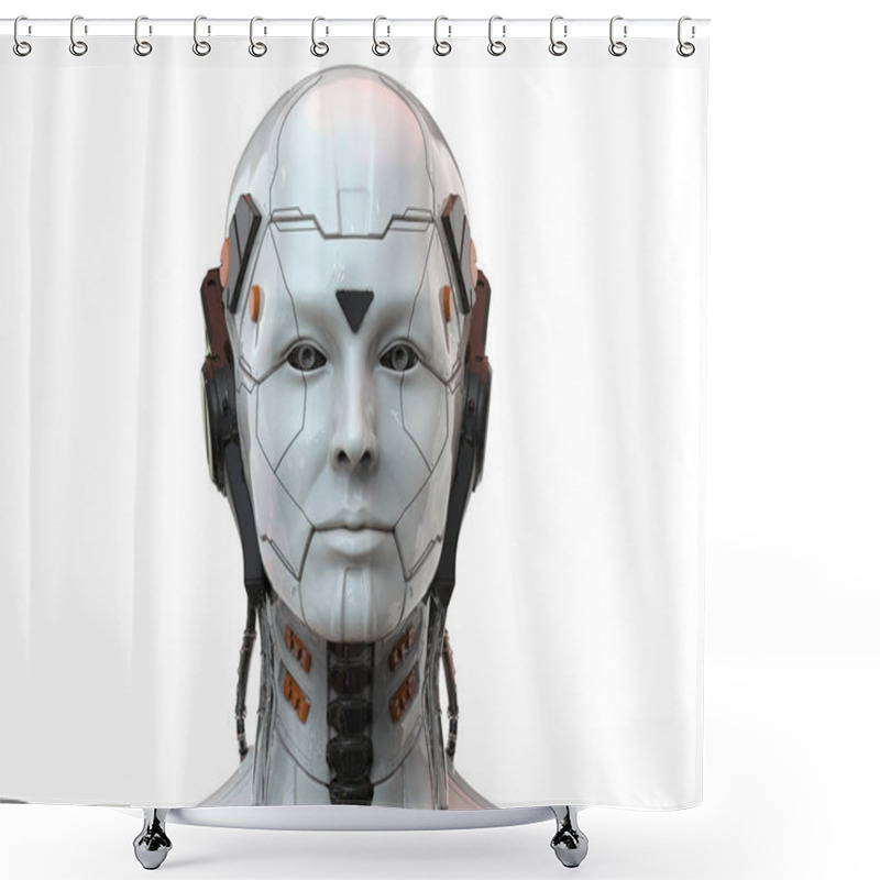 Personality  Robot Woman, Sci-fi Android Female  Artificial Intelligence  Background 3d Render Shower Curtains