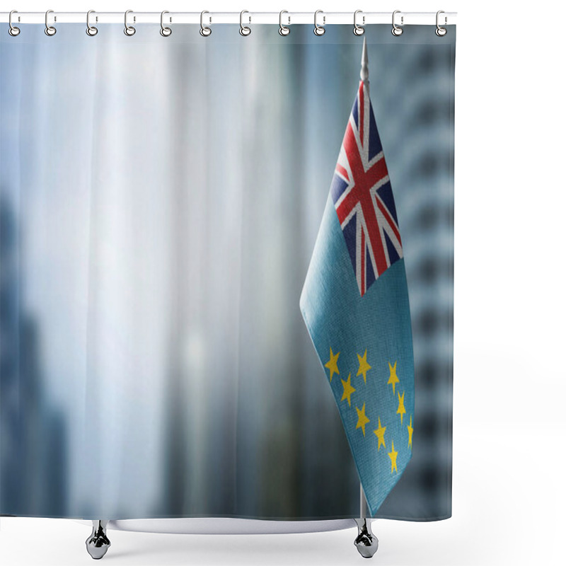 Personality  A Small Flag Of Tuvalu On The Background Of A Blurred Background Shower Curtains