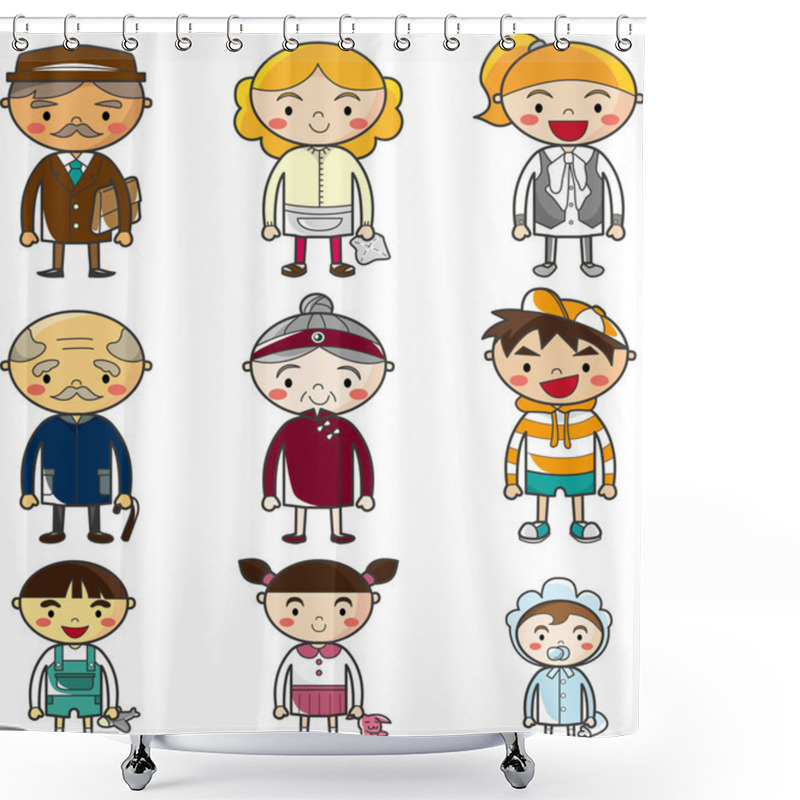 Personality  Cartoon Family Icon Set Shower Curtains