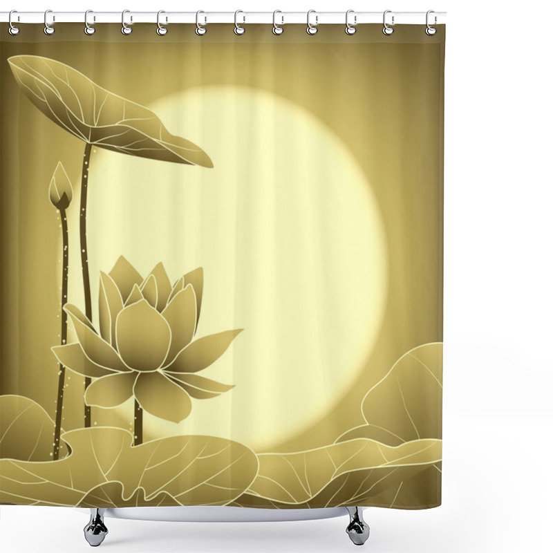 Personality  Oriental Mid Autumn Festival Lotus Flower Shower Curtains