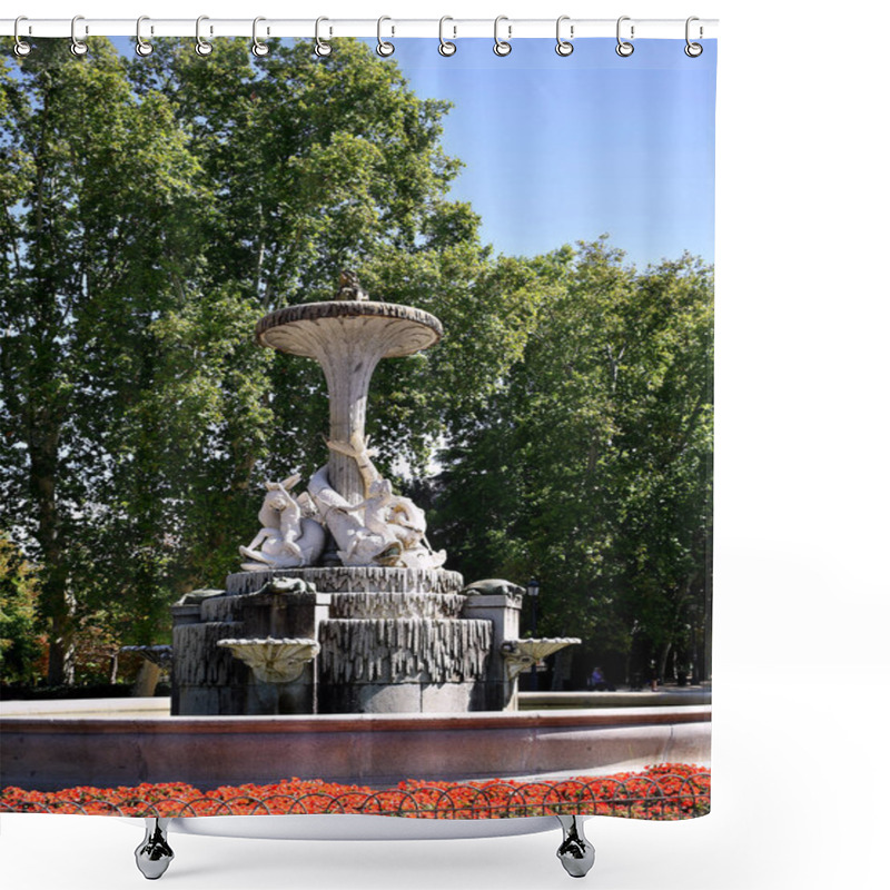 Personality  Fountain Of The Galapaogs Or Fountain Of Isabel II In The Gardens Of The Parque Del Retiro In Madrid. Spain. Europe. September 18, 2019 Shower Curtains