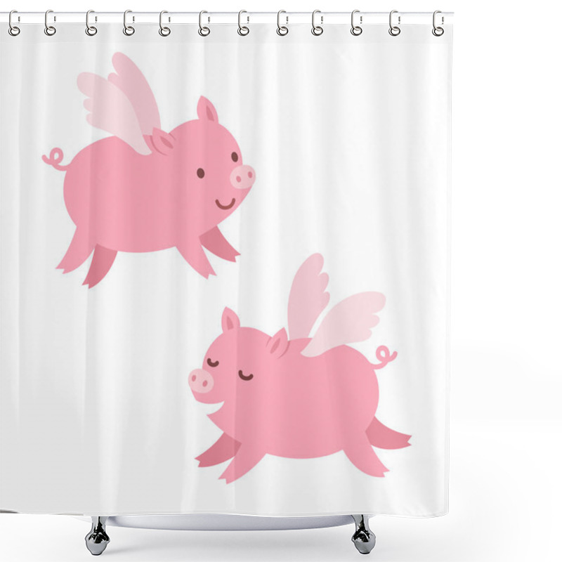 Personality  Cute Flying Pigs Shower Curtains