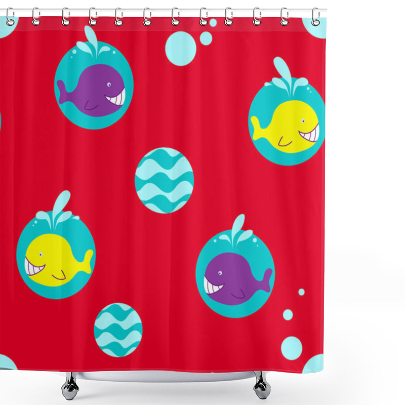 Personality  Happy Whales Shower Curtains