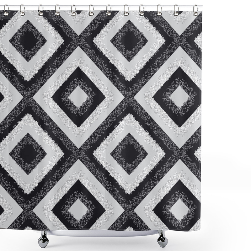 Personality  Black And White Rhombus Carpet Seamless Pattern Shower Curtains