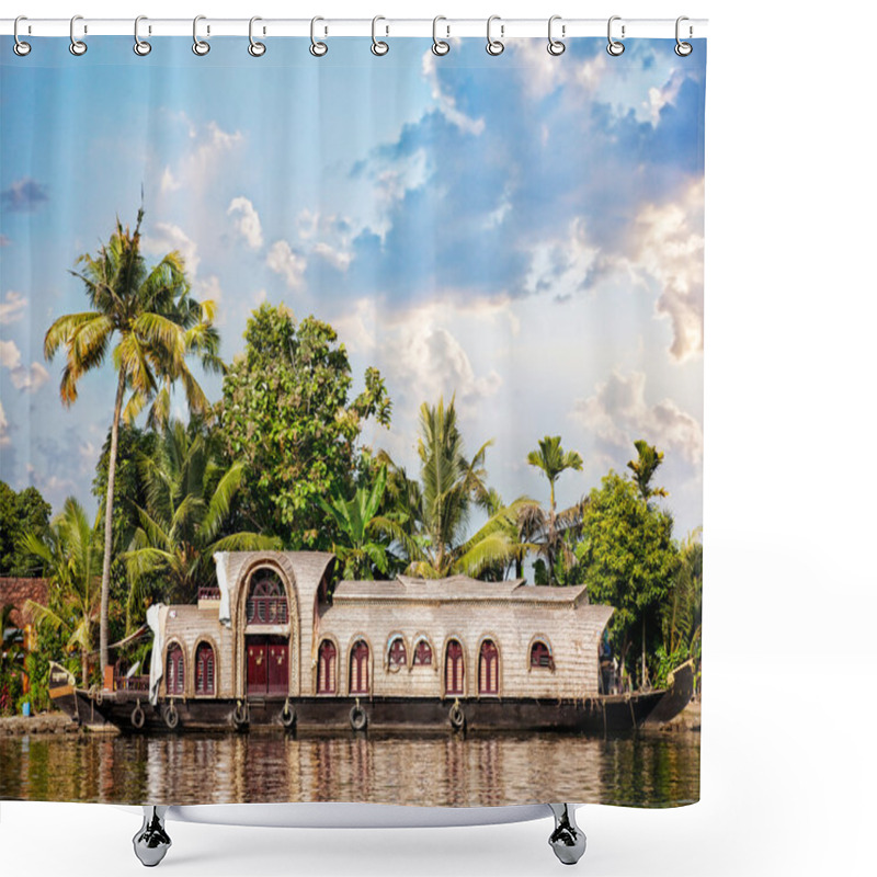 Personality  House Boat In Backwaters Shower Curtains