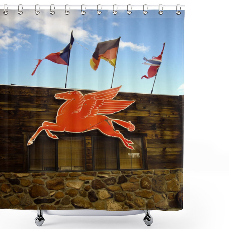 Personality  Red Flying Horse Sign Shower Curtains