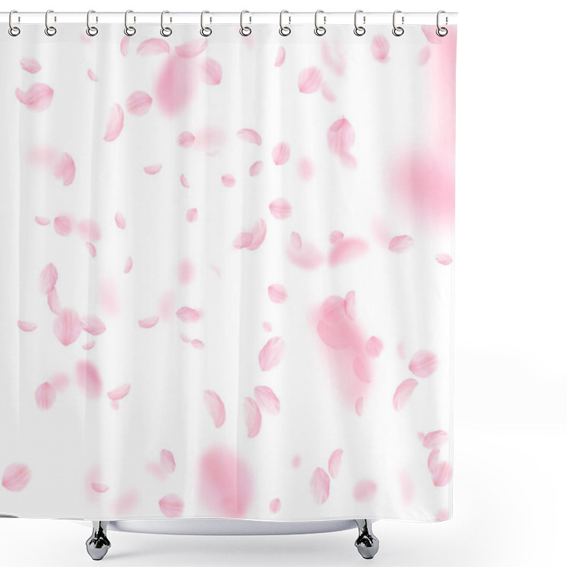 Personality  Sakura Petals Falling Down. Romantic Pink Flowers  Shower Curtains