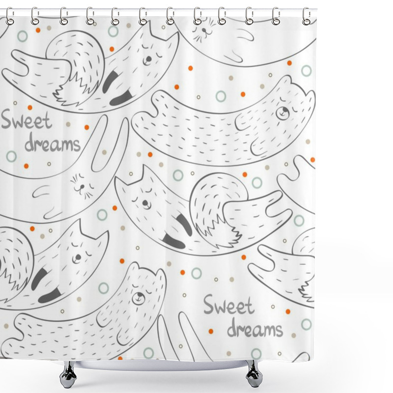 Personality  Sleeping Animals. Shower Curtains