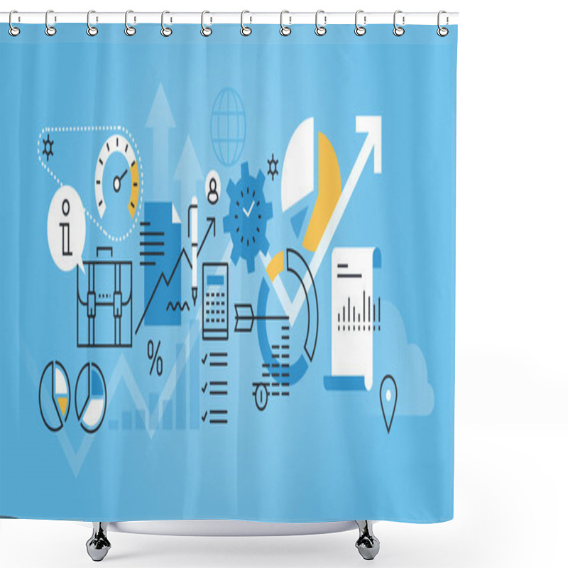 Personality  Flat Line Design Website Banner Of Business Analysis And Planning Shower Curtains