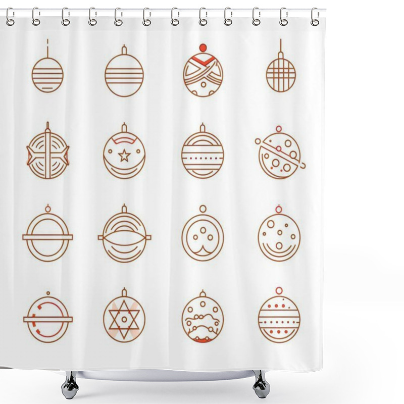 Personality  A Collection Of Beautifully Designed Christmas Ornaments In Various Shapes And Patterns. Shower Curtains