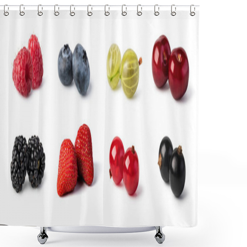 Personality  Fresh Berries Set Isolated On White Background. Shower Curtains