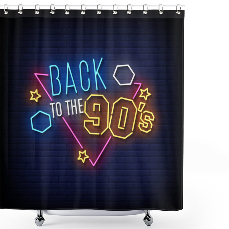 Personality  Back To The 90s - Neon Billboard Sign Shower Curtains