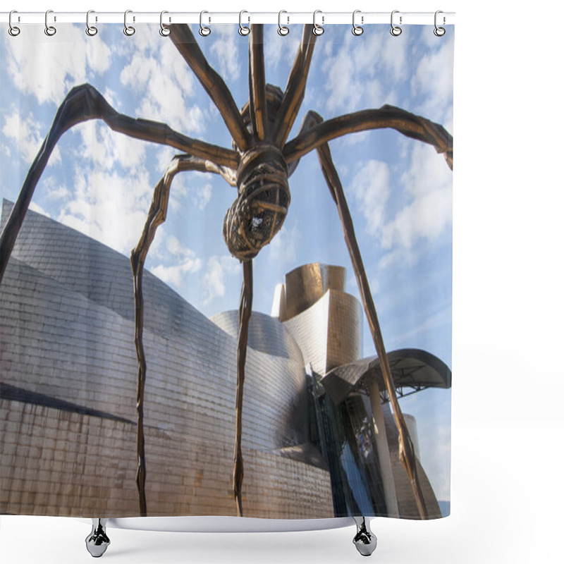 Personality  Bronze Sculpture Of A Spider At The Guggenheim Museum, Bilbao Shower Curtains