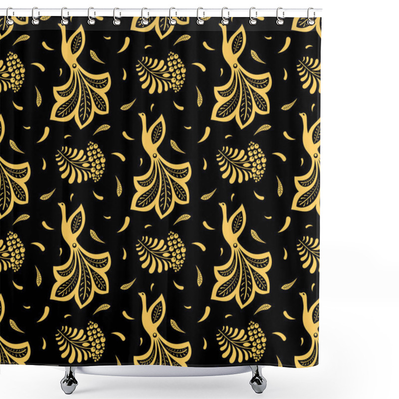 Personality  Khokhloma Seamless Patterrn With Floral Decorative Elements. Shower Curtains