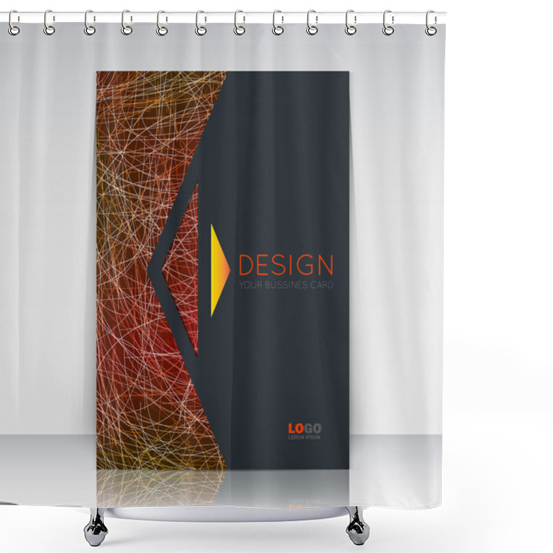 Personality  Abstract Composition. Orange, Black Font Texture. Yellow Arrow Section Trademark. Curve Lines Construction. Brochure Title Sheet. Creative Figure Logo Icon. Commercial Offer. Banner Form. Flyer Fiber Shower Curtains