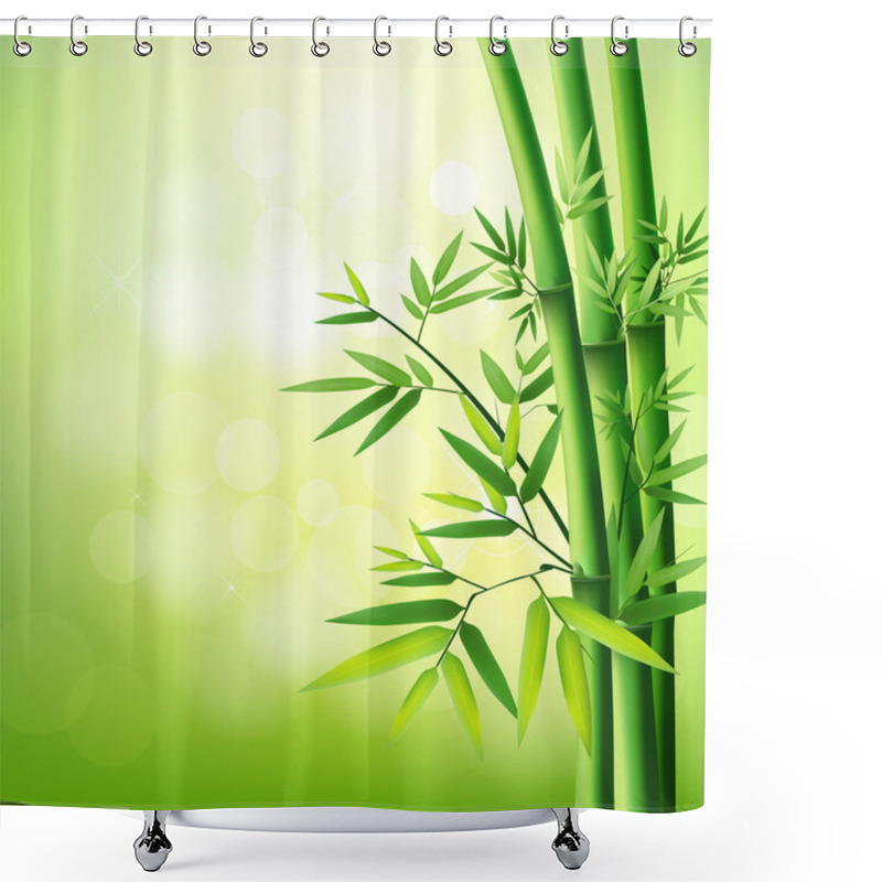 Personality  Bamboo Green On Natural Background Shower Curtains