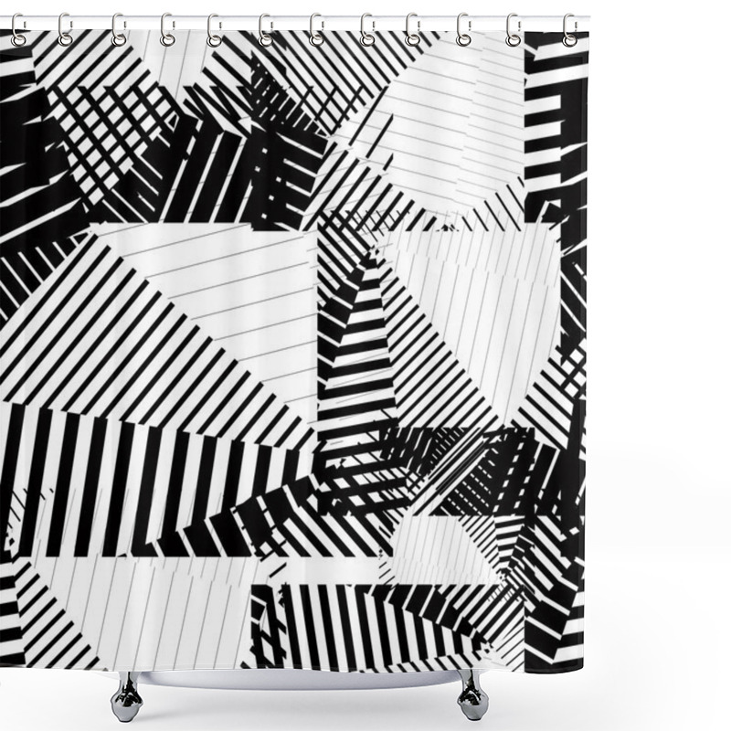 Personality  Black And White Endless Vector Striped Tiling, Fashionable Textu Shower Curtains