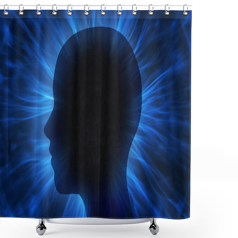 Personality  Human Head With Energy Atom Rays Shower Curtains