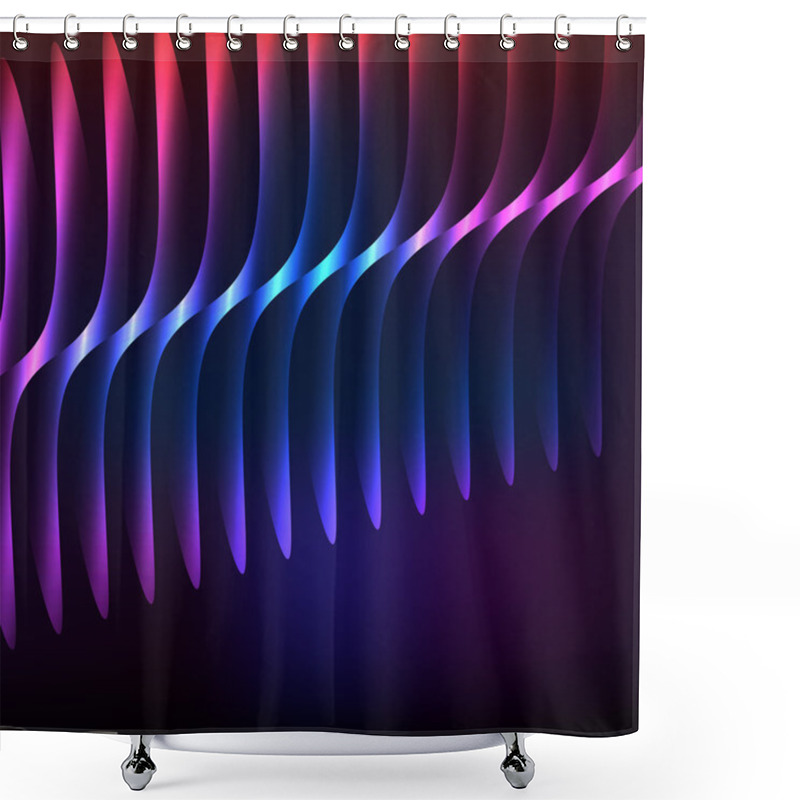 Personality  Glowing Purple Curved Lines Background Presentation Shower Curtains