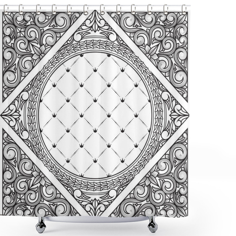 Personality  Decorative Black And White Ornate Retro Design Blank Shower Curtains