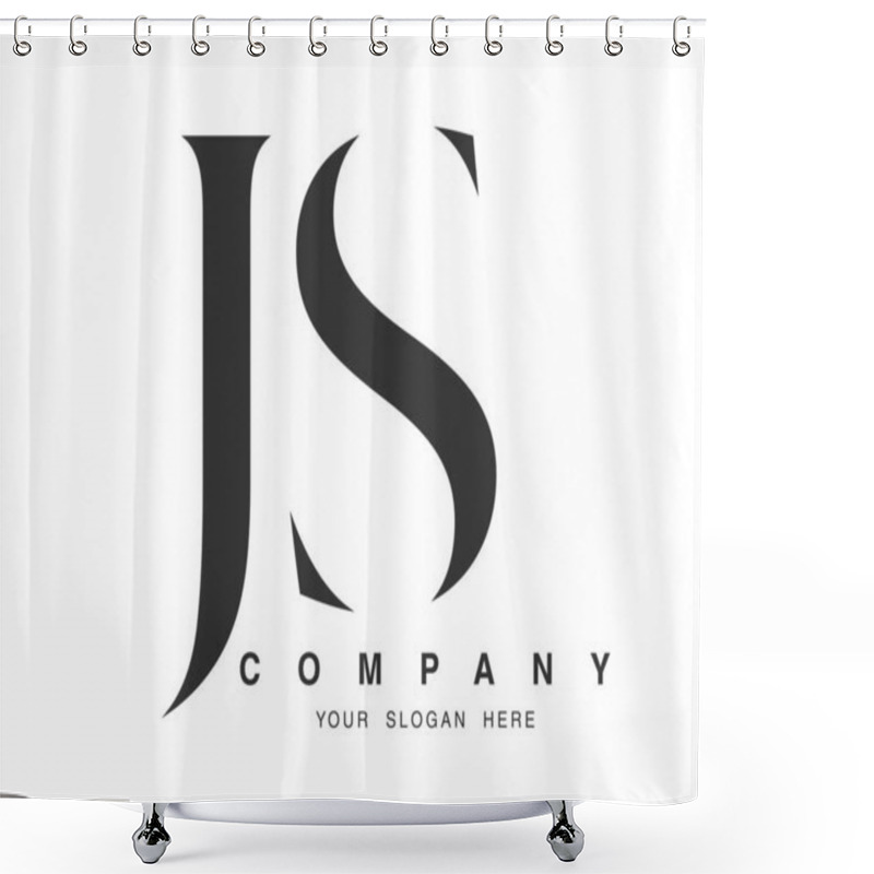 Personality  JS Logo Design. Initial Letter J And S Serif Font Style. Creative Classic Company Name Typography. Trendy Logotype Or Identity. Shower Curtains