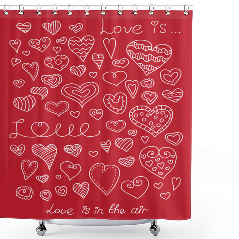 Personality  Vector Hearts Set. Hand Drawn. Shower Curtains