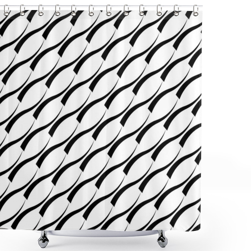 Personality  Black Wavy Triangles On A White Background Shower Curtains