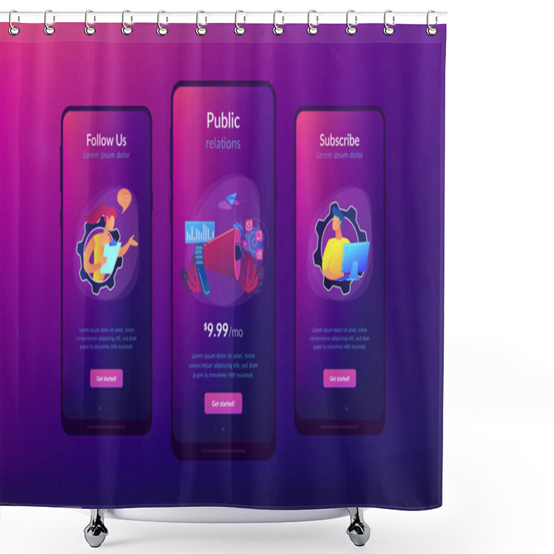 Personality  Public Relations App Interface Template. Shower Curtains