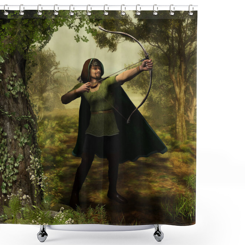 Personality  Archer Outlaw Robin Hood In Forest Shower Curtains