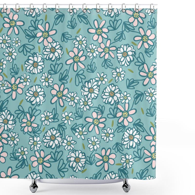 Personality  Daisies Meadow Seamless Vector Pattern Shower Curtains