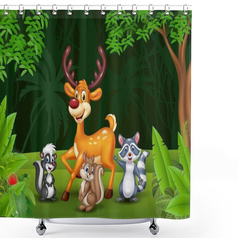 Personality  Cartoon Wild Animals In The Jungle Shower Curtains