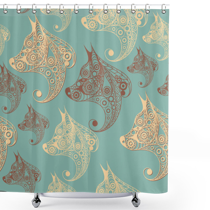 Personality  Seamless Pattern With The Profile Of The Dog 3 Shower Curtains