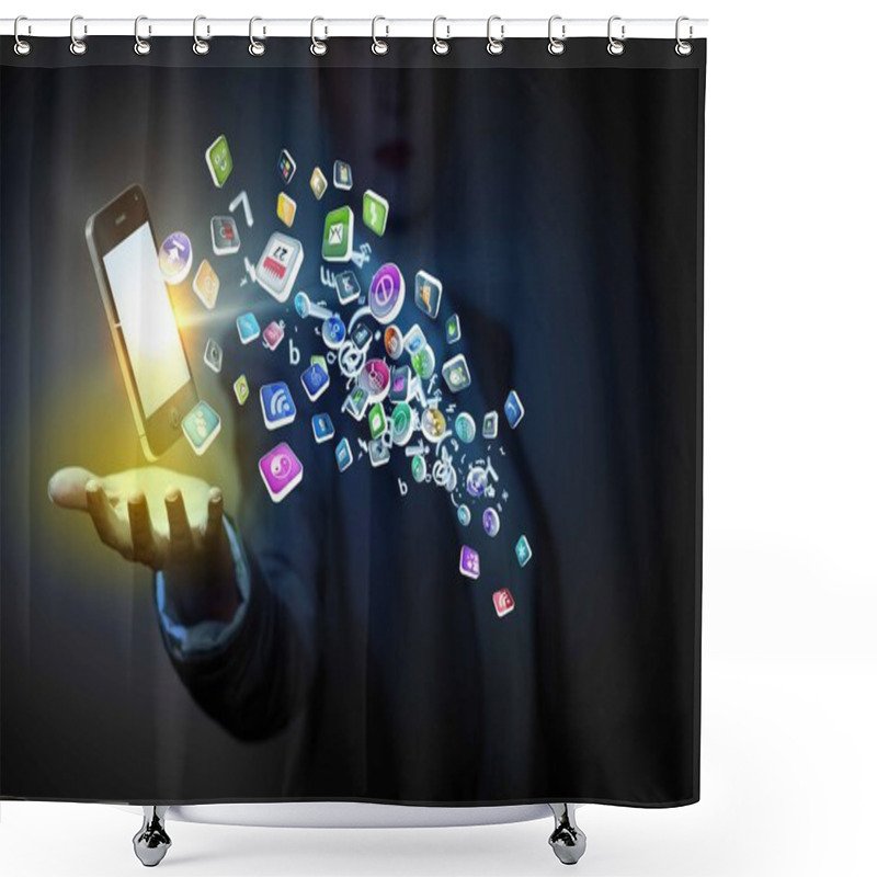 Personality  Smart Phone Shower Curtains