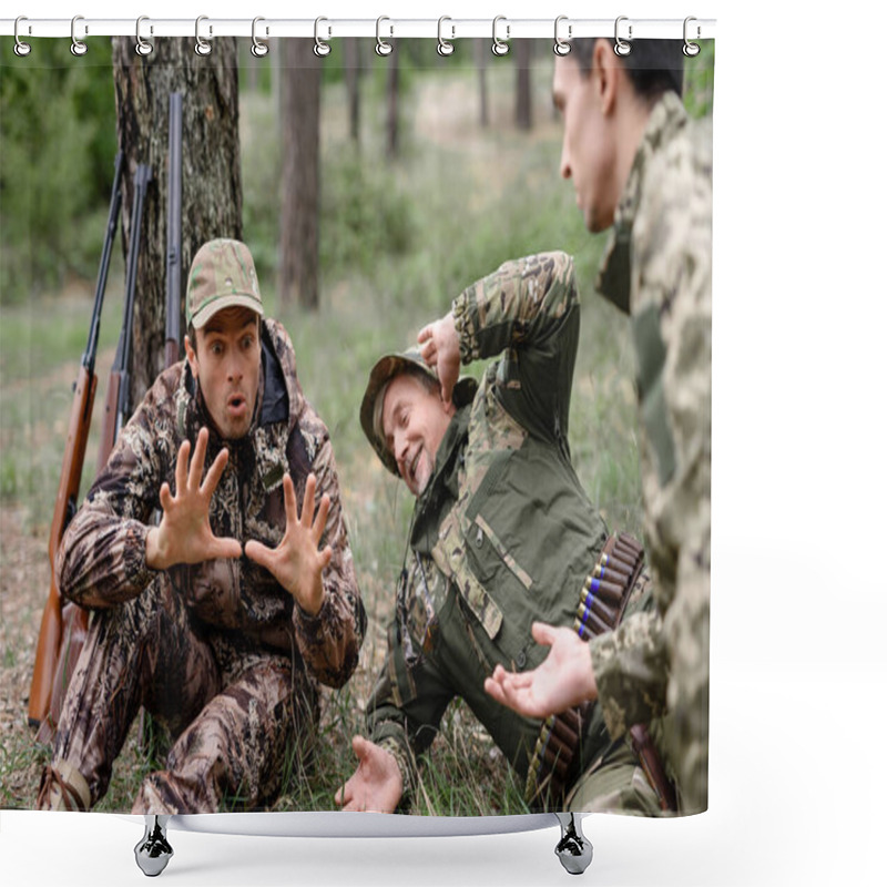 Personality  Hunting Season Incredible Man Telling Funny Story. Shower Curtains